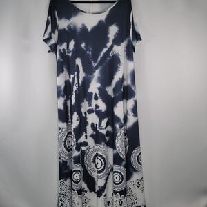 Temu‎ Black & White Tie Dye Fit & Flair Maxi Dress